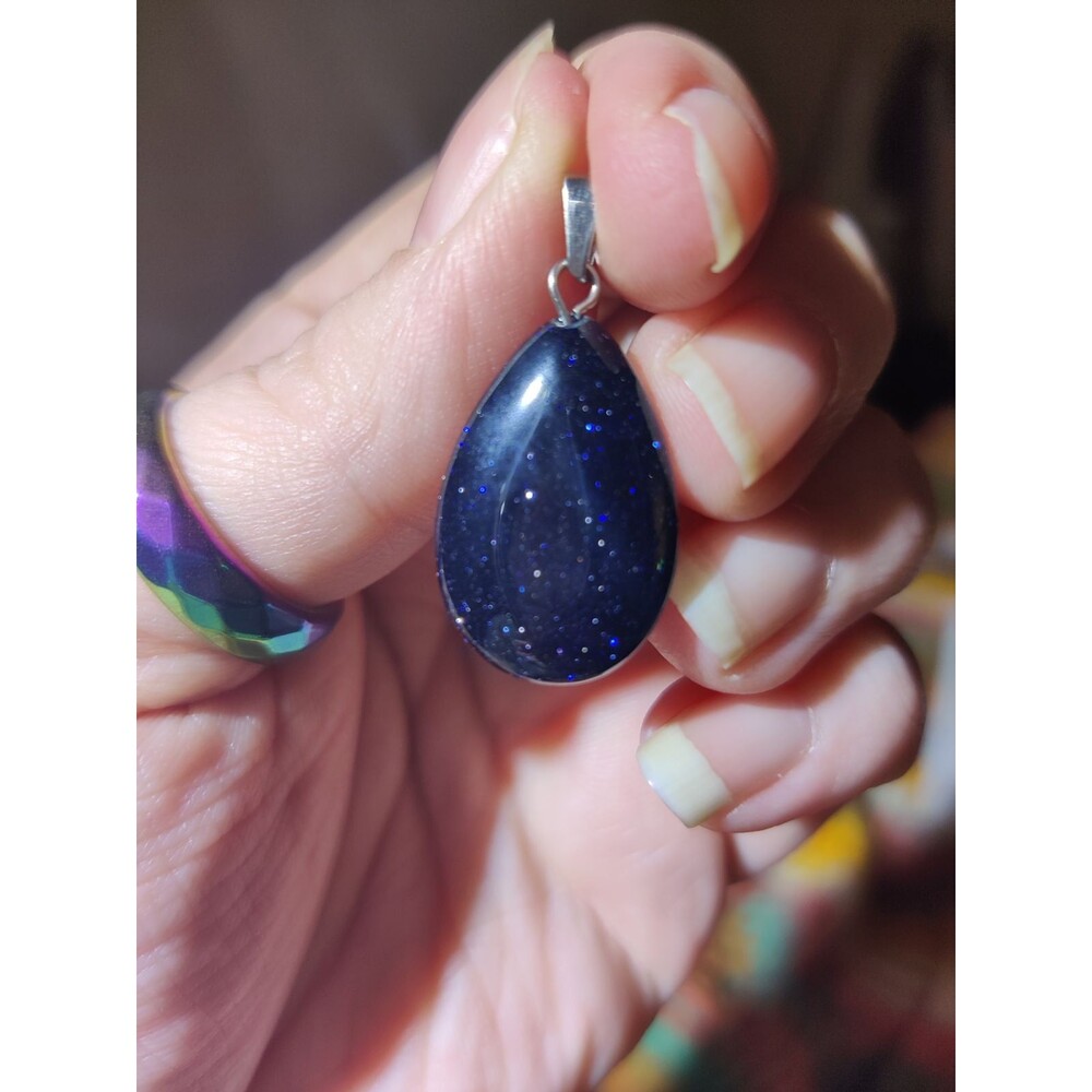 Natural Blue Sandstone Sparkling Pendant